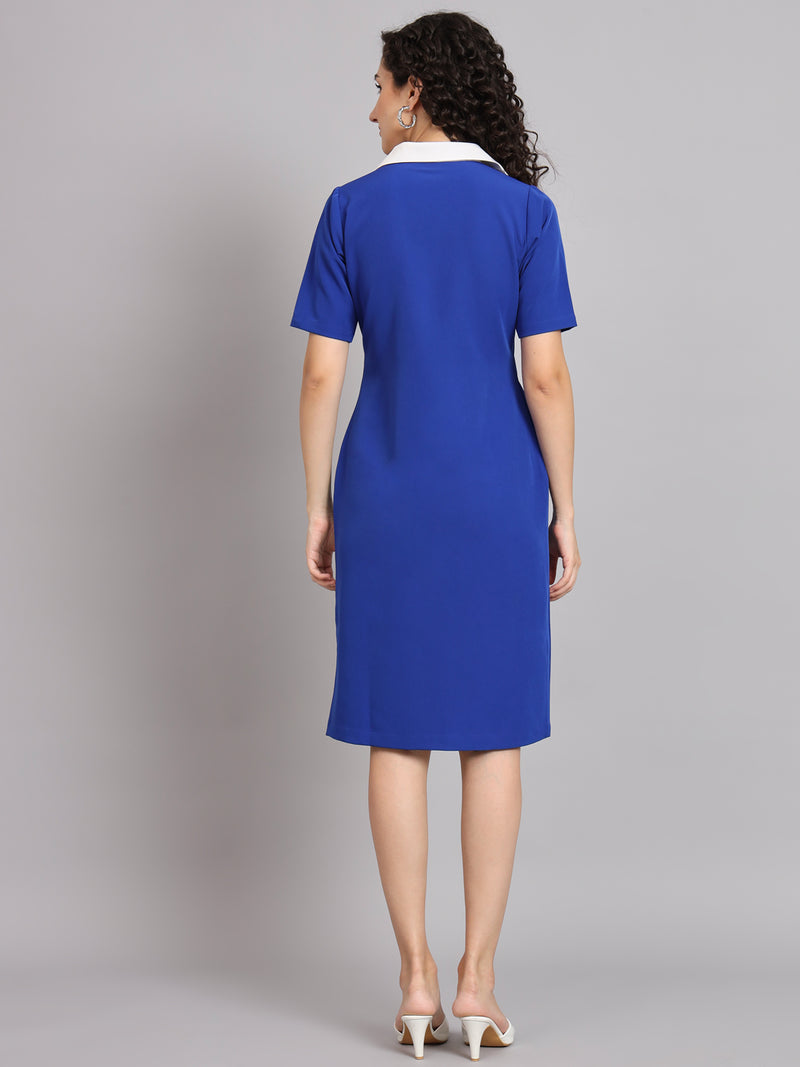 Casual Collared Dress - Ink Blue