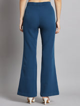 Stretch Flared Trouser For Women - Teal Blue
