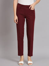 Color Block Notched Polyester Pant Suit - Off White and Maroon