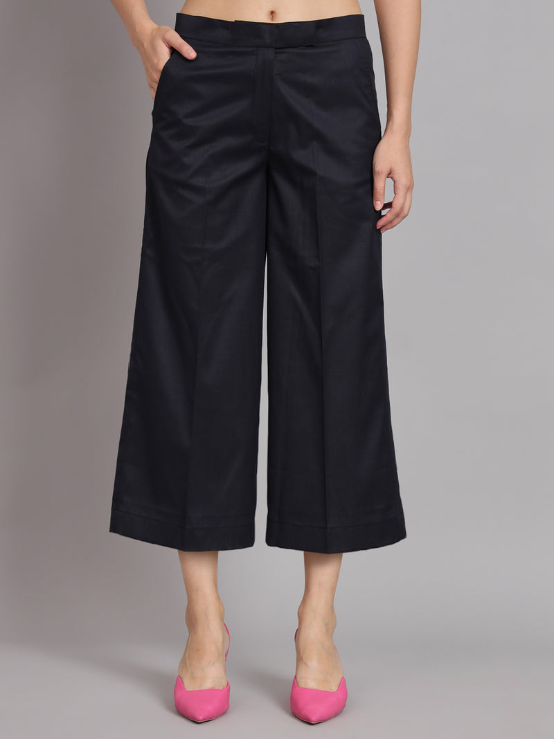 Poly Cotton Culottes- Navy Blue
