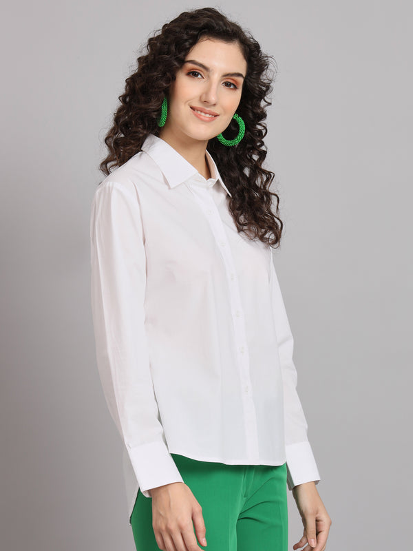 Comfort Fit Cotton Collared Shirt - White