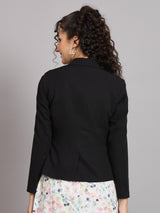 Short Notched Collar Blazer - Black