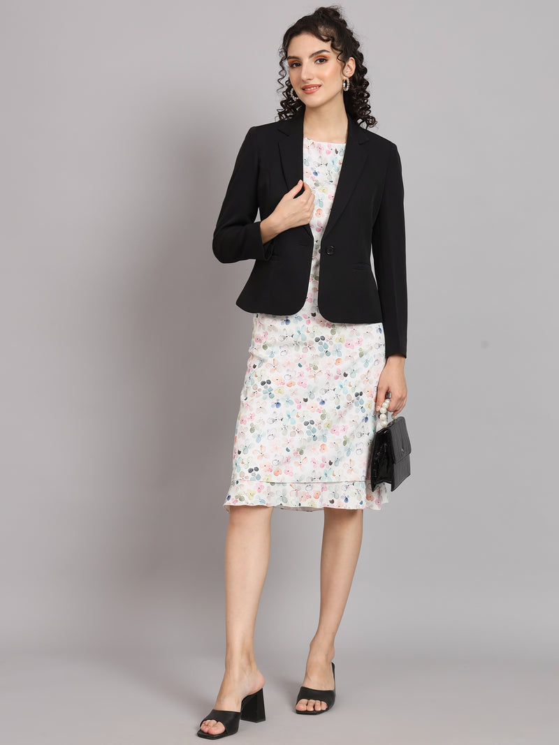 Short Notched Collar Blazer - Black