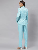 Poly Viscose Pant Suit- Sky Blue