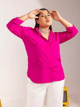 Collared Crepe Shirt- Pink