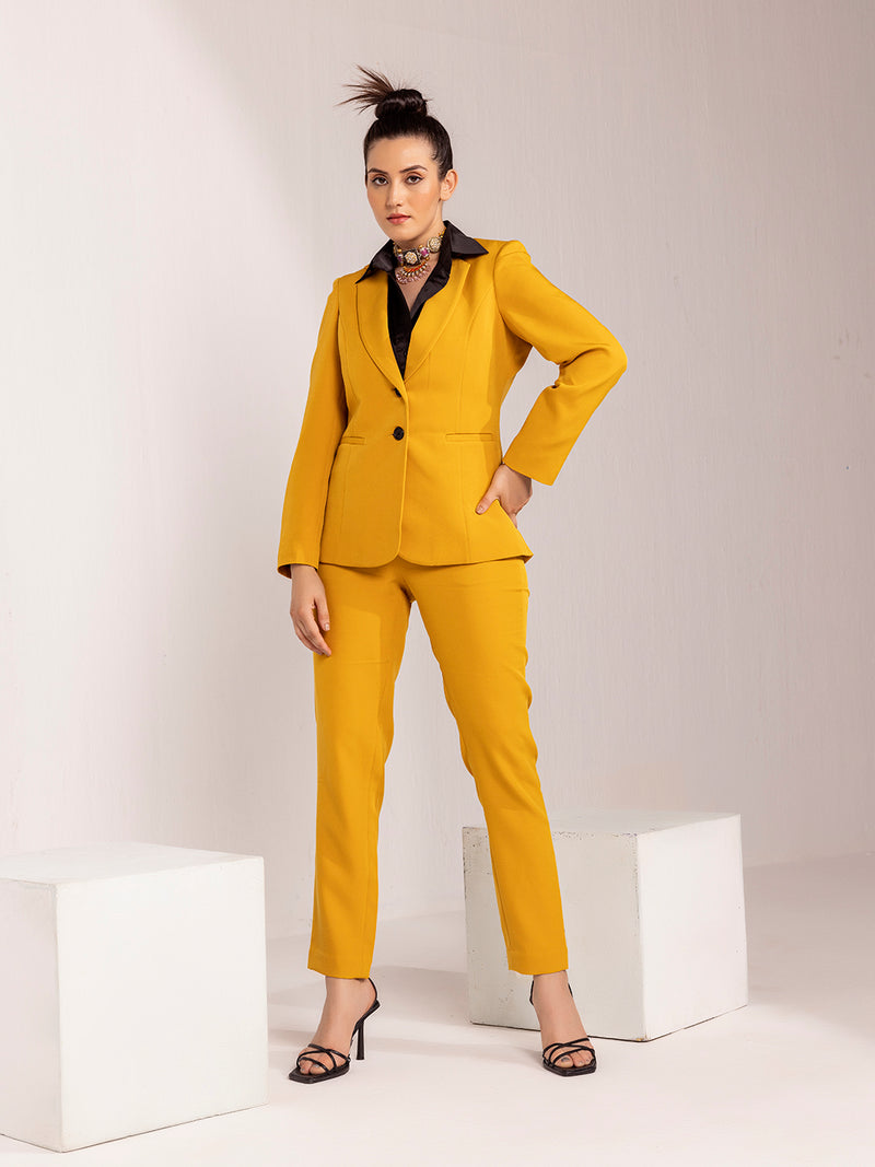 Shop For Women's Formal Pant Suit For Work - Mustard Yellow