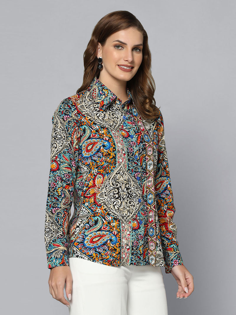 Printed Multicolor Collared Shirt