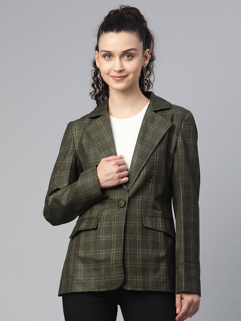 Checkered Tweed Jacket - Bottle Green
