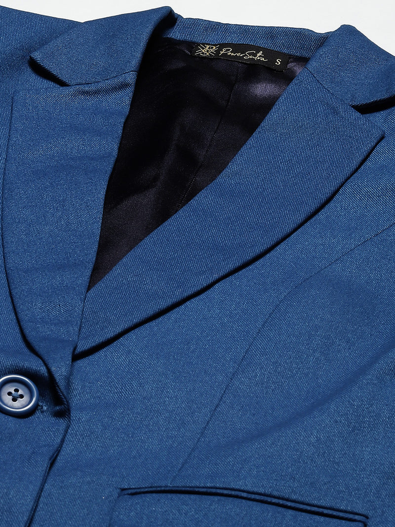 Tweed Pantsuit - Teal Blue