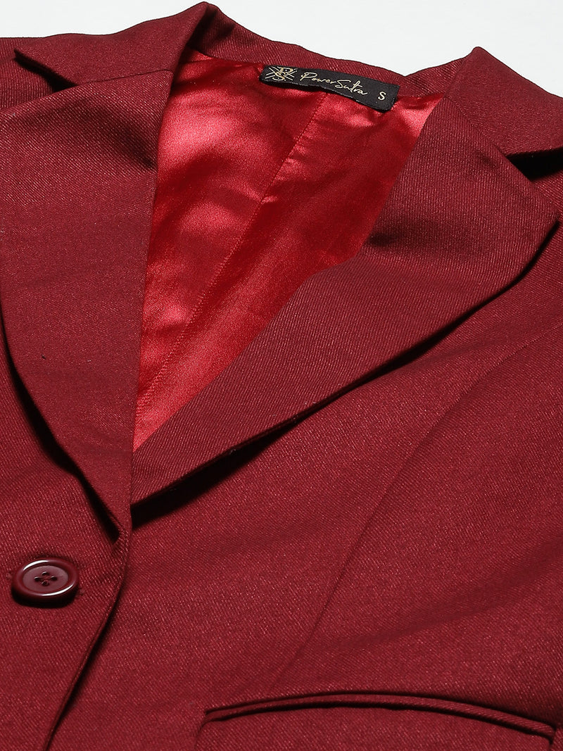 Tweed Pantsuit - Wine Red