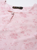 Chiffon Floral Print Top -Baby Pink