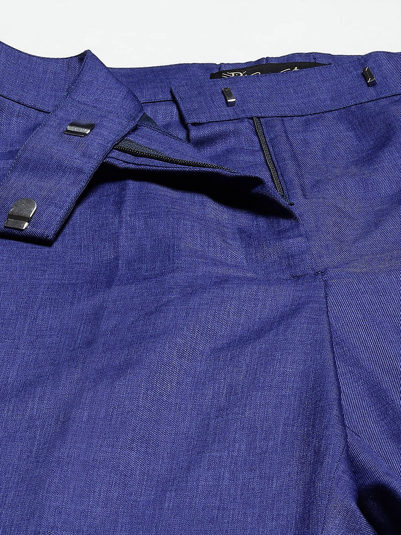 Poly Cotton Notched Lapel Pant Suit - Royal Blue