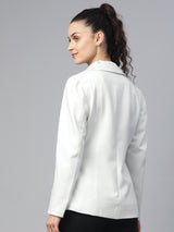 Notched Lapel Light Weight Stretch Jacket - White