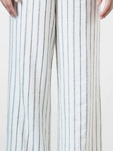 White Striped Linen Comfort Fit Trouser