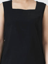 Square Neck Camisole Poly Moss Top For Women - Black