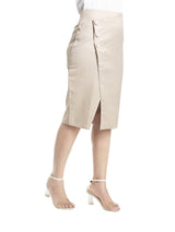 Beige Button Detail Skirt