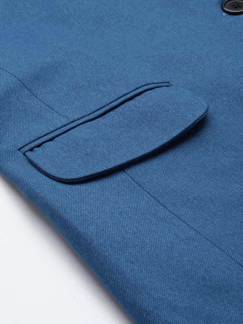 Solid Tweed Over Coat - Teal Blue