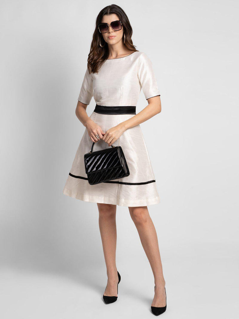 Dupioni Evening Dress For Women - Creamy White