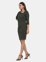 Stretch Evening Dress for Women - Olive Green
