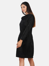 Velvet Cowl Dress For Women - Black