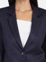 Poly Cotton Blazer For Women - Blue