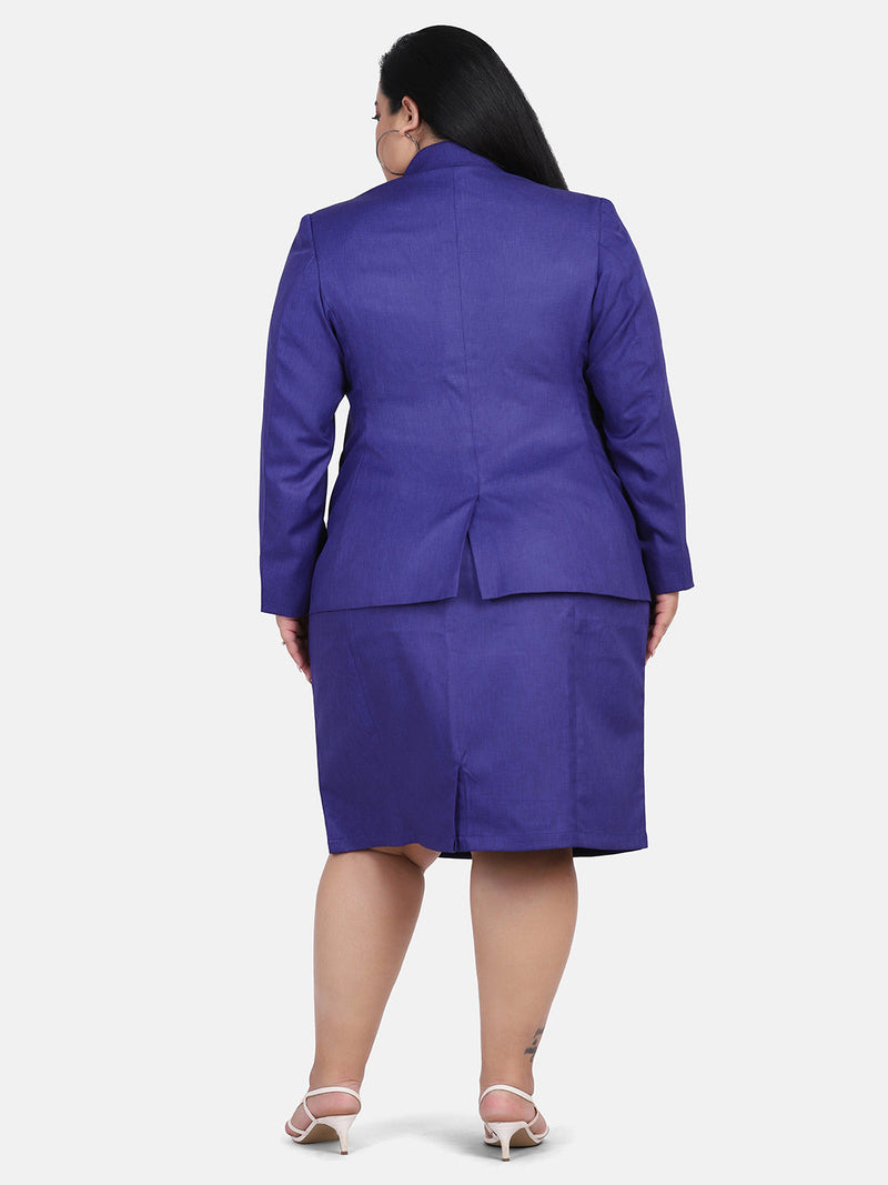 Poly Viscose Skirt Suit - Royal Blue
