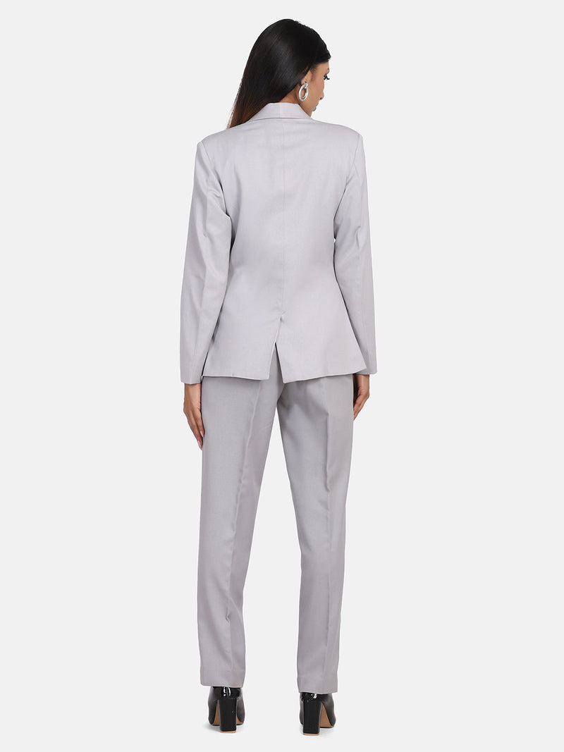 Poly Cotton Pant Suit - Grey
