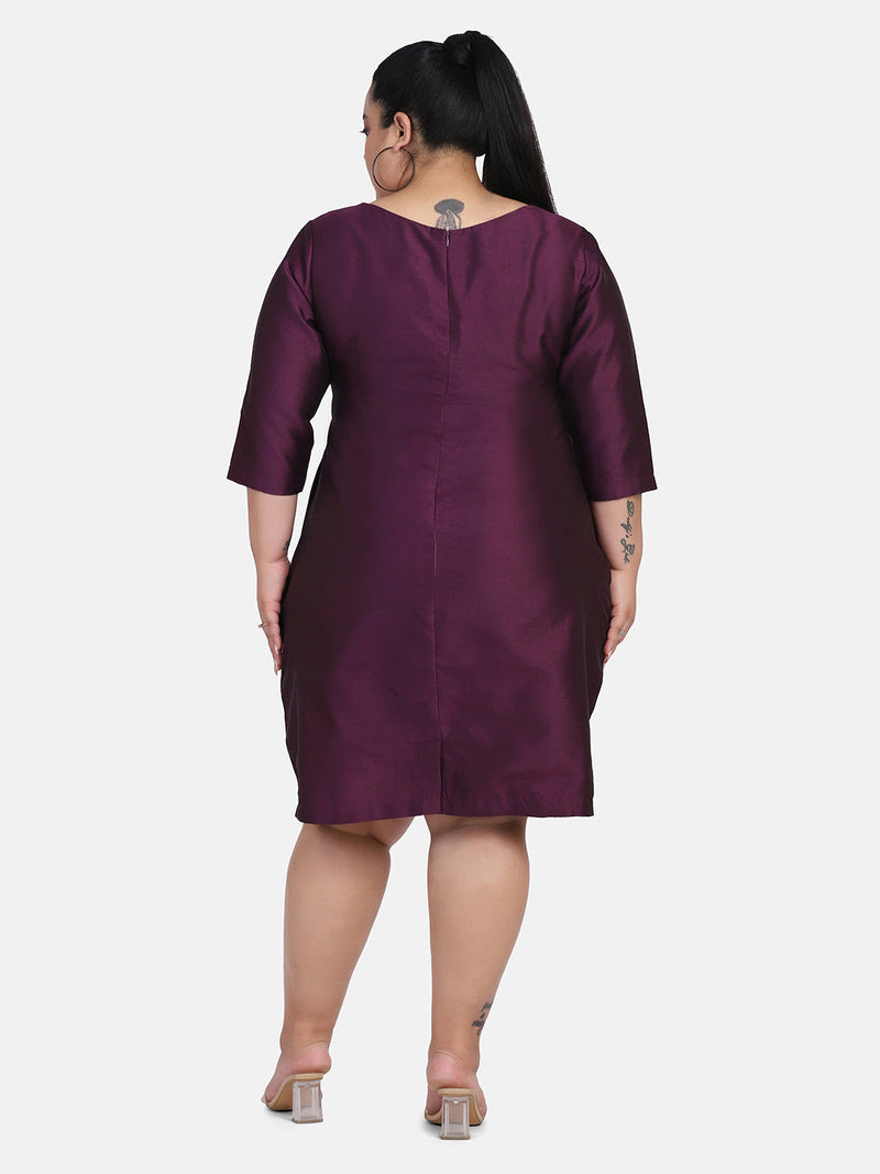 Dupioni Evening Dress For Women - Purple