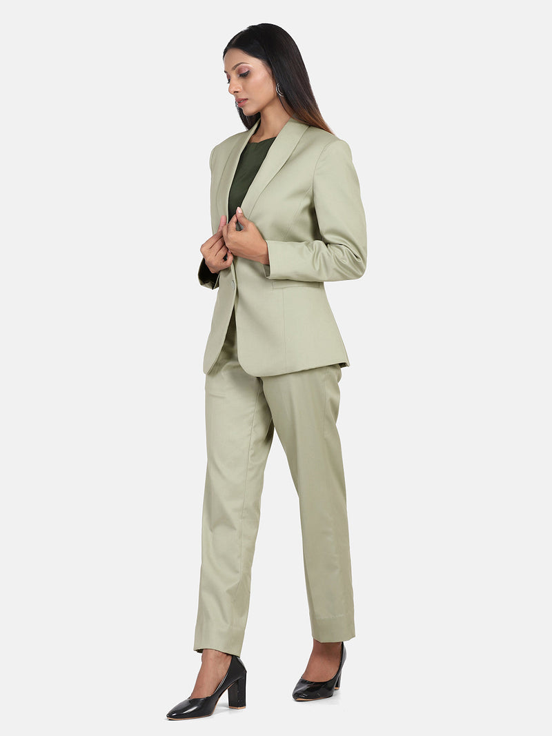 Poly Cotton Pant Suit - Sage Green