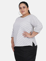 Stretch Cotton Top For Women - Black and White