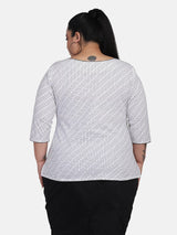 Stretch Cotton Top For Women - Black and White