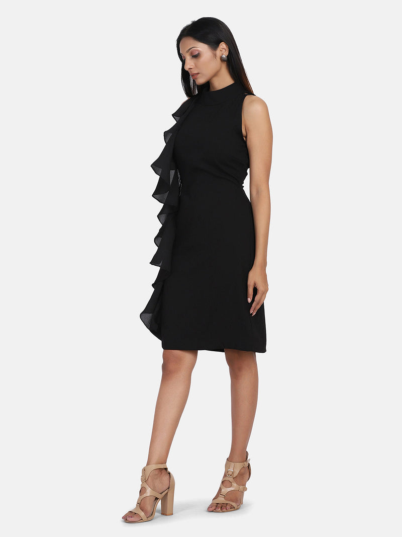 Ruffle Dress For Women - Black