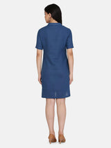 Coloured Shirt Dress For Women - Teal Blue