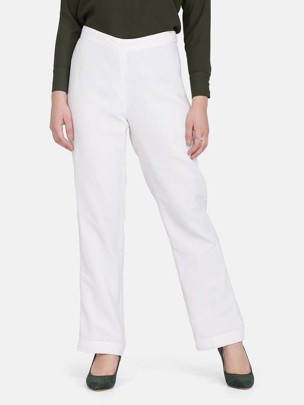 White Poly Crepe Trouser