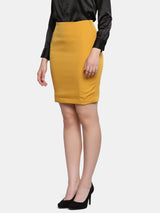 Stretch Pencil Skirt - Mustard Yellow