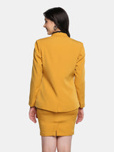 Business Formal Stretch Skirt Suit - Mustard Yellow
