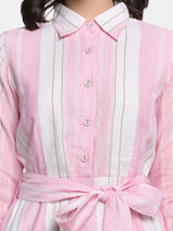 Cotton Shirt Dress - Baby Pink