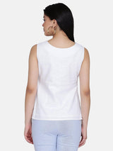 Sleeveless Cotton Top For Women - White