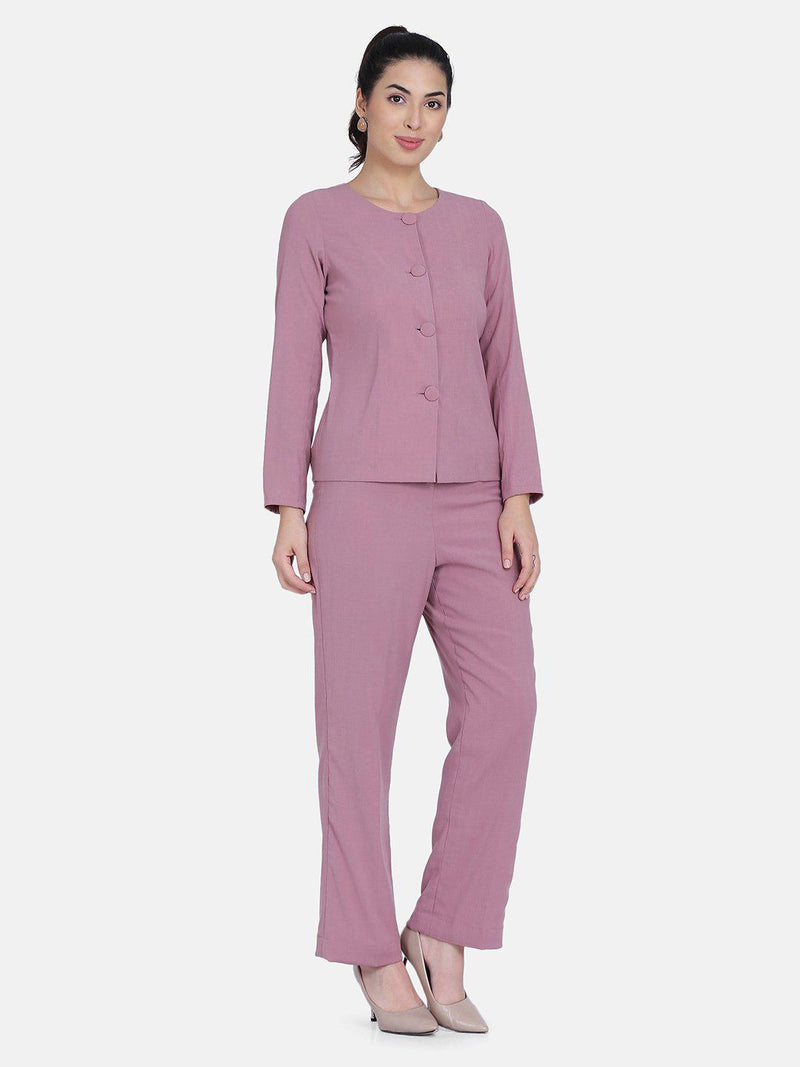 Dusty Rose Pink Poly Crepe Pant Suit