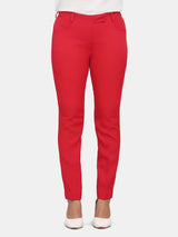 Slim Fit Trousers for Women - Red