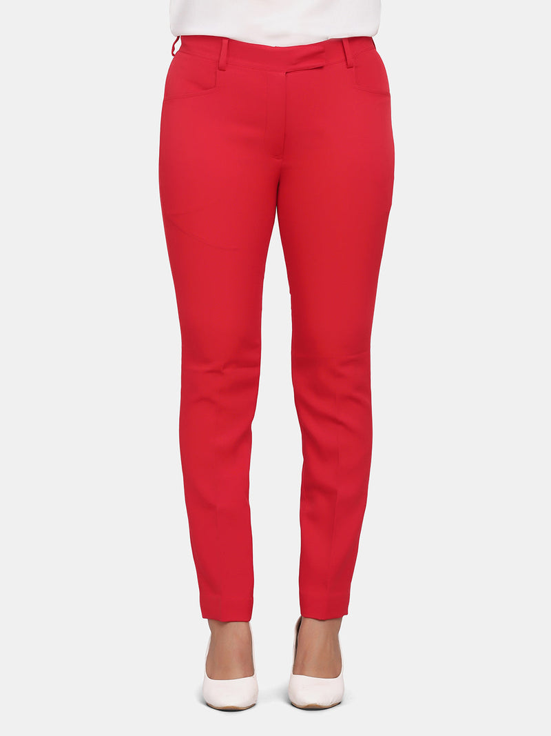 Slim Fit Trousers for Women - Red