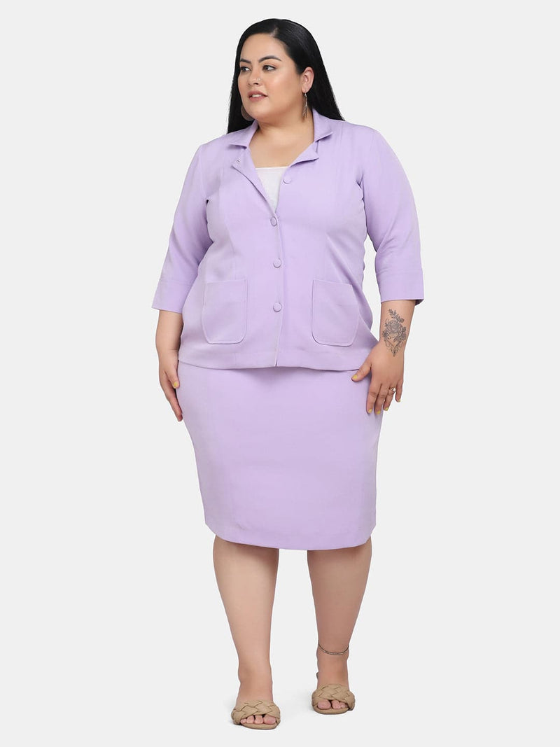 Business Formal Stretch Skirt Suit - Lavender