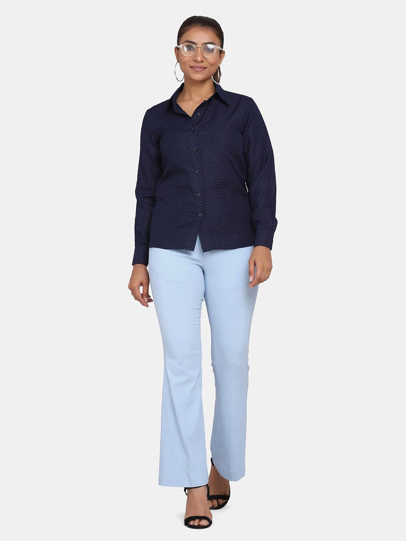 Bell Bottom Stretch Trousers For Women - Sky Blue