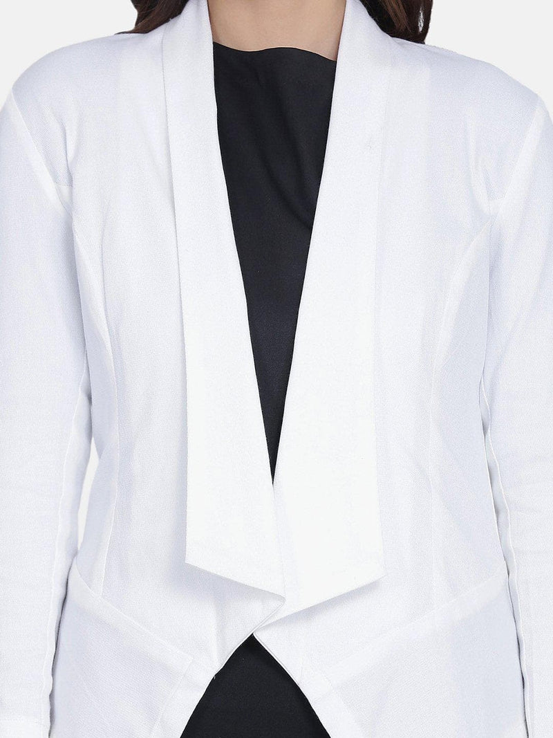 Half Lapel Cotton Jacket For Women - White