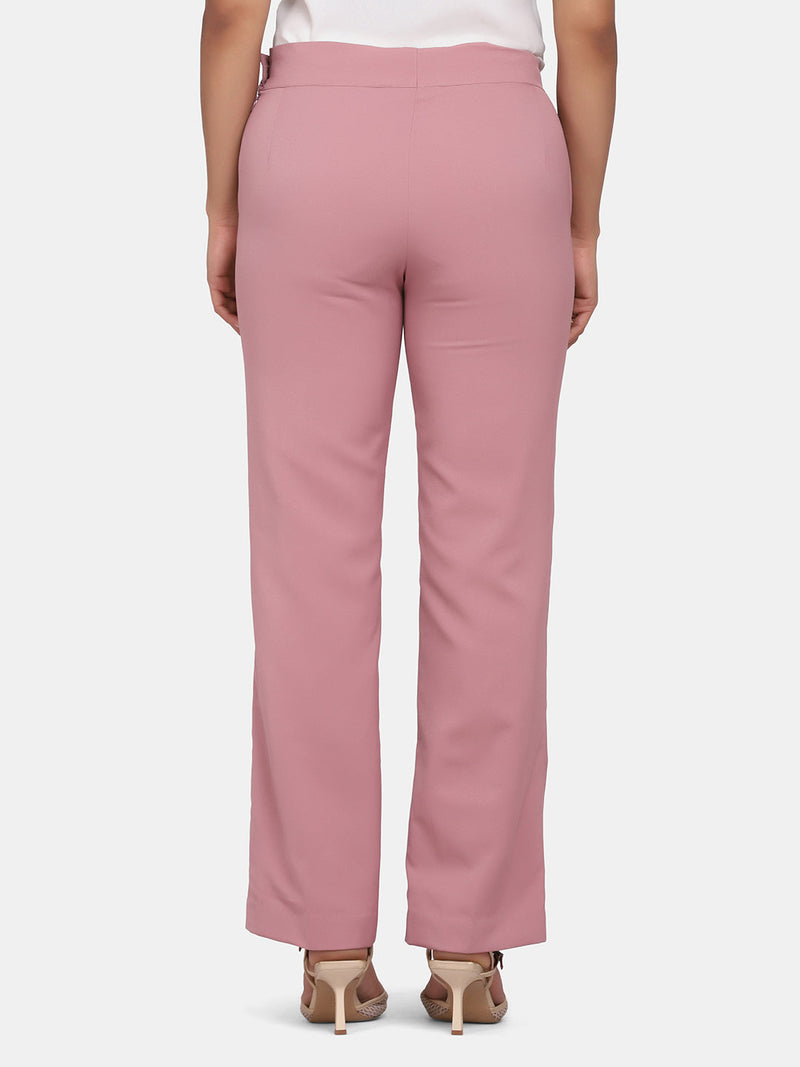 Poly Crepe Pink Trousers- Women’s Office Wear