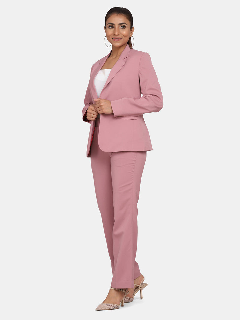 Women’s Formal Poly Crepe Pant Suit - Pink | Women’s Pant Suit | Power Sutra Clothing
