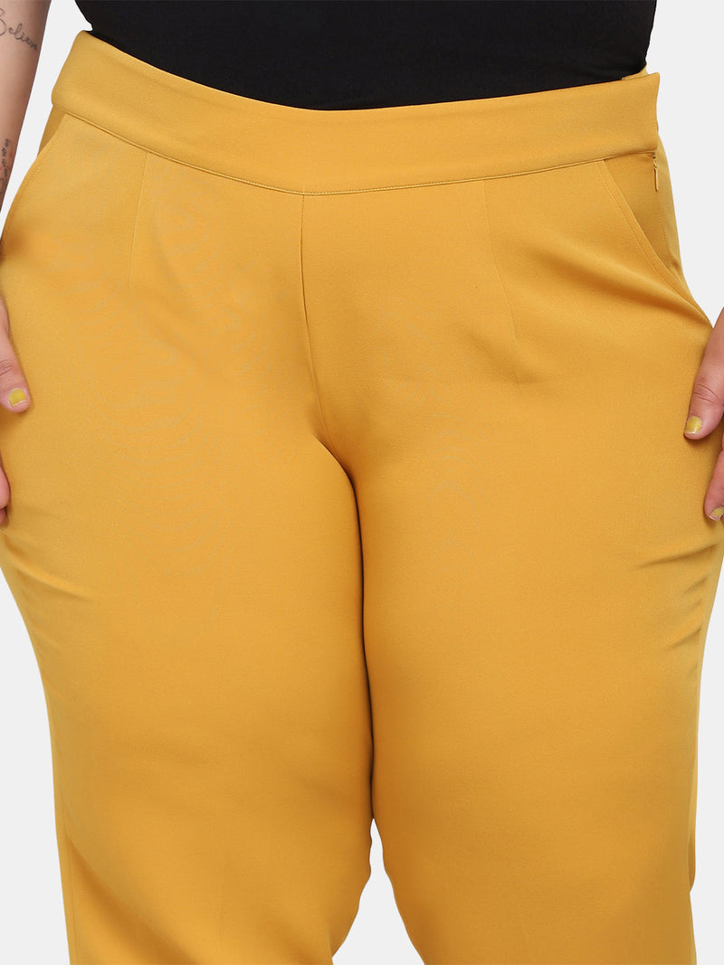 Women’s Slim Fit Stretch Trousers - Mustard Yellow