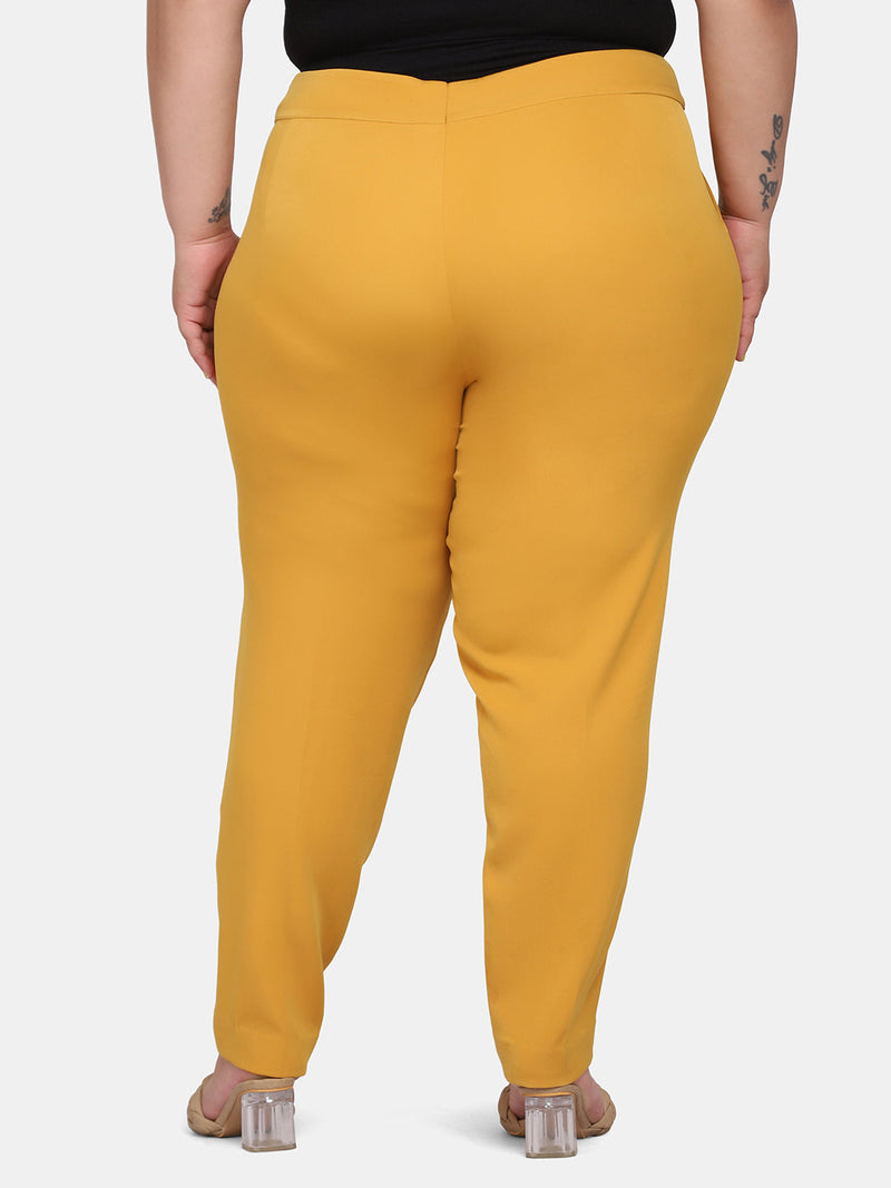 Women’s Slim Fit Stretch Trousers - Mustard Yellow