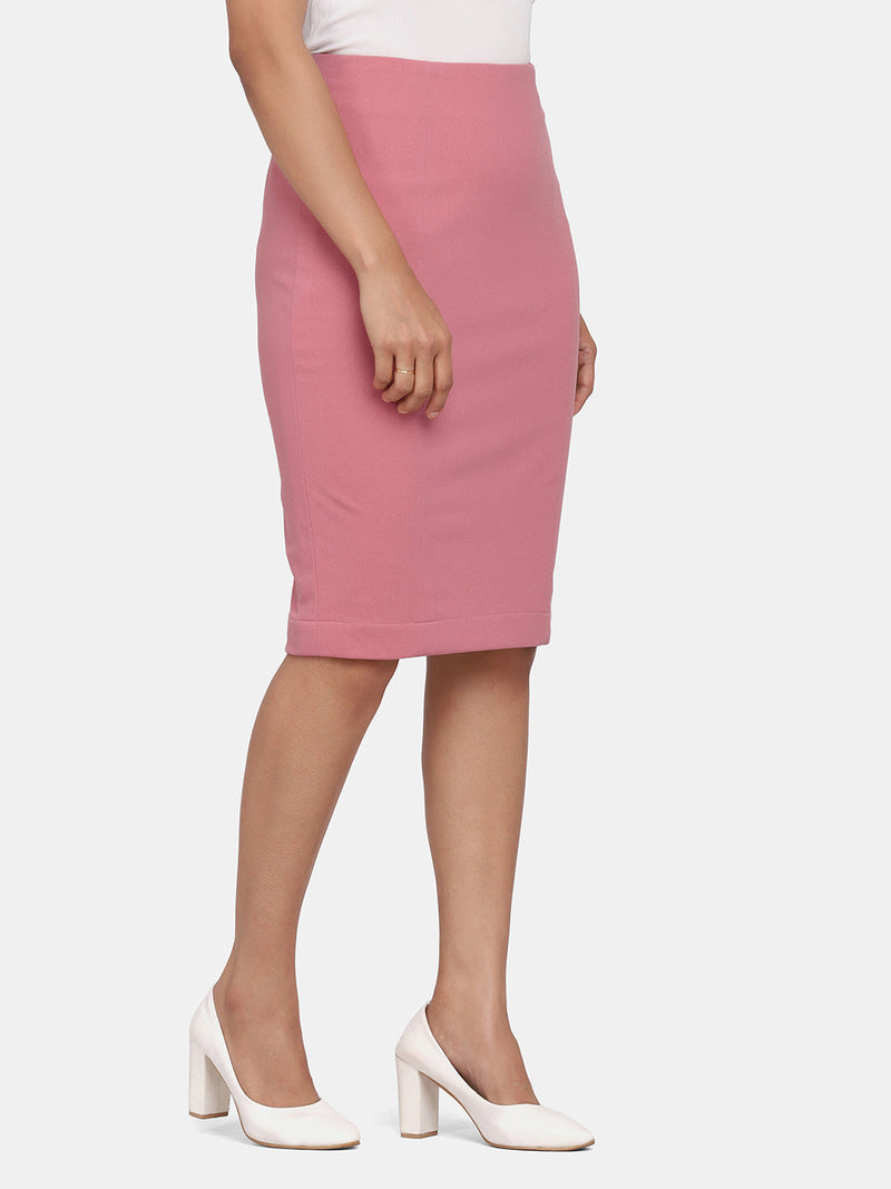 Stretch Pencil Skirt For Office - Pink