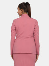 Stylish Lapel less Stretch Blazer for Women - Pink